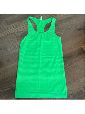 Women's Under Armour Green Striped HeatGear Sports Bra S